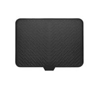 Generisch Alfombrilla de silicona para escurrir, 58 x 43 cm, color negro, borde de drenaje de cocina, base antideslizante con almohadilla para lavavajillas integrada, rampa inodora, bandeja para cajón