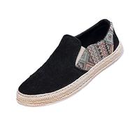 Generisch Alpargatas para hombre cómodos zapatos de verano antideslizantes zapatos casuales transpirables zapatos de lino zapatos planos de verano zapatos planos unisex zapatos de tela, B7 negro, 44