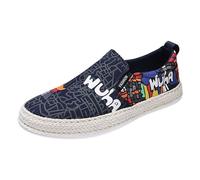 Generisch Alpargatas para hombre cómodos zapatos de verano zapatos planos antideslizantes zapatos casuales unisex zapatillas transpirables zapatos de tela zapatos de lino, A12 Azul, 42 EU