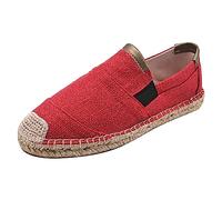 Generisch Alpargatas para hombre Slip on verano zapatillas de verano unisex zapatos de tela cómodos zapatos de lino transpirables zapatos planos zapatos casuales, B23 rojo, 43 EU