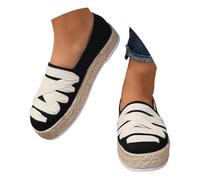 Generisch Alpargatas para hombre y mujer, zapatos de vela, transpirables, zapatos de verano, cuña, paja, zapatos de lino, zapatos descalzos, zapatos de cuña, zapatos casuales, 01 negro, 42 EU