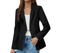 Generisch Americana básica para mujer sin cierre - Chaqueta ligera y abierta con cuello de solapa | Americana de cárdigan simple para negocios y ocio, Style_r01 Negro, 4XL