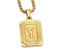 Generisch Amor Collar con colgante de inicial AZ, letra mayúscula, chapado en oro amarillo, pulsera textil de 55,8 cm con colgante, metal, Sin gemas