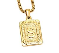 Generisch Amor Collar con colgante de inicial AZ, letra mayúscula, chapado en oro amarillo, pulsera textil de 55,8 cm con colgante, metal, Sin gemas