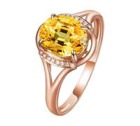 Generisch Anillo adaptador para altavoz, anillo de piedras preciosas amarillas, 1 anillo dorado para mujer, moderno con colores, elegantes y elegantes anillos (dorado, C)