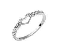 Generisch Anillo de amor de plata joyería anillo femenino conjunto hueco cristal en forma de corazón joyería de moda anillos de plata joyas mujeres anillos de plata, 11, Metal, Sin piedras preciosas