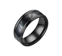 Generisch - Anillo de ansiedad para mujeres y hombres, tamaño 6, 13, ancho 8 mm, 6 colores, exquisito anillo negro arenado con dos anillos, 9, Acero inoxidable, Sin piedras preciosas