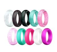Generisch Anillo de boda de silicona para mujer, fino y apilable, banda elástica para parejas, recuerdos y ejercicios activos al aire libre, 10 anillos por paquete de los anillos audiolibro lectura