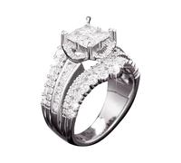 Generisch Anillo de boda y compromiso cuadrado chapado en oro tres en uno para mujeres que luchan ropa, E, Aleación de cinc, Sin piedras preciosas