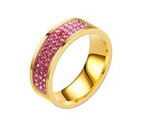 Generisch Anillo de compromiso de corte redondo con circonita para mujer, anillo de boda para mujer, anillo completo de acero inoxidable para parejas, 13, Metal, Sin piedras preciosas