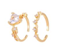 generisch Anillo de corazón blanco y verde con circonia cúbica de acero inoxidable ajustable anillo joyas forma de corazón natural gema anillos para mujeres felpudo de los anillos, talla única, Metal,