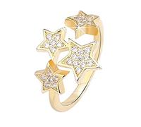 Generisch Anillo de diamantes de estrella con champú de caléndula anillo de diamantes de imitación elegante anillo de estrella ajustable apertura para mujeres niñas anillos de masaje, talla única