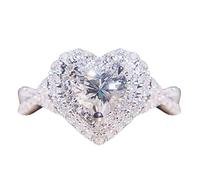 Generisch Anillo de diamantes de imitación con forma de amor, anillo de diamantes de imitación de cruz de amor, anillo de diamantes de imitación de geometría elegante, anillos completos para mujeres