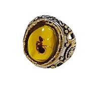 Generisch Anillo de hormiga amarillo hecho a mano de lujo cavidades personalidad retro joyería de compromiso anillos intermitentes, 8, Metal, Sin piedras preciosas