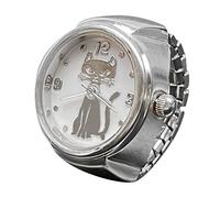 Generisch Anillo de reloj genuino para decir la hora, anillo de reloj, anillo redondo grueso, anillo ajustable plateado, anillo de joyería de reloj de moda anillos mundo, talla única, Metal, Sin