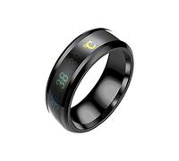 Generisch Anillo de temperatura corporal temperatura inteligente par de temperatura cambio de color anillos de acero lanzar bolos, talla única, Titanio, Sin piedras preciosas