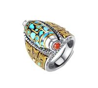 Generisch Anillo ovalado con cuentas Dzi, anillo deportivo con signo para hombres y mujeres, anillo retro hecho a mano en el antiguo estilo dominante de Nueva Zelanda de los anillos (oro, talla única)