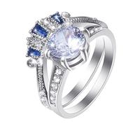 Generisch Anillos adaptadores para altavoces Colorido Oval Circonita elegante Anillo Streiner Joyería de zafiro Anillos Mujeres Moda Anillos de Circón Completo Diamante para Mujeres Tamaño 6 Cuarteto