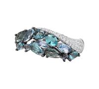 Generisch Anillos Anillo de circonio suelto y diseño sencillo, joyas brillantes que resaltan el estilo moderno y el encanto, perfecto para madres y amigas, anillos de mujer de plata 925 ajustable, B