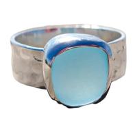 Generisch Anillos compatibles con hacer anillo de banda ancha de cristal marino irregular, anillo de cristal marino minimalista azul océano anillo de banda ancha joyería joyería cierre anillos, 5