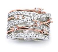 Generisch Anillos D de plata para costura, anillos de boda, lindos anillos para niñas, anillo de dedo ancho, joyería de boda para esposa, mamá, adolescente, pareja, cadena, 2 anillos conectados, 9
