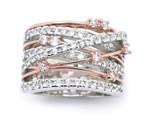 Generisch Anillos D de plata para costura, anillos de boda, lindos anillos para niñas, anillo de dedo ancho, joyería de boda para esposa, mamá, adolescente, pareja, cadena, 2 anillos conectados, 11