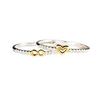 Generisch Anillos de barra de cortina plateada, anillo de amor, 8 figuras, anillo de aleación, tamaño de anillo de 5 a 11, para hombres y mujeres, cortina con clip, 6, Metal, Sin piedras preciosas