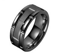 Generisch Anillos de caña para hombre, diseño de ladrillo de boda, chapado en rodio, tamaño de anillos para piscina, B, Metal, Sin piedras preciosas
