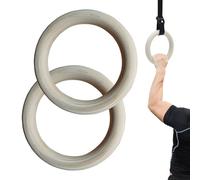 Generisch Anillos de gimnasia de madera de 19 x 2,5 cm, 2 unidades, anillos de entrenamiento para todo el cuerpo, para casa, gimnasio, fitness, entrenamiento, parque infantil, interior y exterior