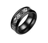 Generisch Anillos de matrimonio Dragón con dragón plateado Acero inoxidable Anillo de acero inoxidable Anillos de lujo Damas, 9, Acero inoxidable, Sin piedras preciosas