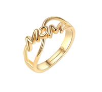 Generisch Anillos de plástico negro "Anillo abierto personalizado "MAMA", perfecto para tu madre, como para el amor y la gratitud en el día de la madre, A, Cobre, Sin piedras preciosas