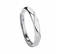 Generisch Anillos de plata para hombres, anillo ajustable para parejas, juego negro y anillo para hombres y mujeres, un simple anillo de amor ligero y lujoso para apilar anillos (SL1, A)