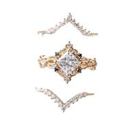 Generisch Anillos de plata para mujer, juego punk 1 anillo de boda Light Six Zircon Couple Engagement And Proposal Ring Damen Ringe mit Zirkonia, 6, Aleación de cinc, Sin piedras preciosas