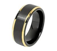 Generisch Anillos de tungsteno negro para hombres boda oro paso borde tamaño pegatinas anillos boda para invitación, Q, Metal, Sin piedras preciosas