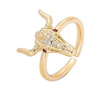 Generisch Anillos finos para mujer, joyería de mano popular con cabeza de toro, apertura de anillo, anillo ajustable, banda de rizo metálico, talla única, Cobre, Sin piedras preciosas