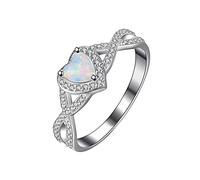 Generisch Anillos Gimnasia Niños Luz Exterior Lujo Opal Corazón Anillo de Plata para Mujeres US 5 a 12 Anillos Navidad, A, Metal, Sin piedra preciosa