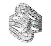 Generisch Anillos giratorios de corte conjunto anillo de lujo mujeres compromiso boda joyería declaración anillos para damas 925, 10, Metal, Sin piedras preciosas