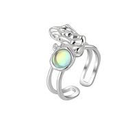 Generisch Anillos para columpio Anillo de luna de plata ajustable arco iris anillo abierto sintético anillo joyería regalo para mujeres anillos altura ajustable, talla única, Metal, Sin piedra