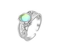 Generisch Anillos para columpio Anillo de luna de plata ajustable arco iris anillo abierto sintético anillo joyería regalo para mujeres anillos altura ajustable, talla única, Metal, Sin piedra
