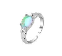 Generisch Anillos para columpio Anillo de luna de plata ajustable arco iris anillo abierto sintético anillo joyería regalo para mujeres anillos altura ajustable, talla única, Metal, Sin piedra