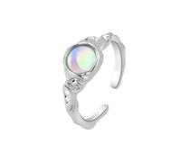 Generisch Anillos para columpio Anillo de luna de plata ajustable arco iris anillo abierto sintético anillo joyería regalo para mujeres anillos altura ajustable, talla única, Metal, Sin piedra