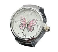 Generisch Anillos rosa para señoras para decir el tiempo, anillo redondo grueso, anillo ajustable plateado, anillo de moda para reloj de joyería de moda anillos para llavero, Einheitsgröße, Metal