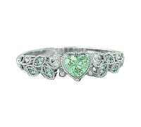 Generisch Anillos sencillos y frescos, para mujeres, anillos principales de Cristo, plata (verde, 7)