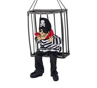 Generisch Animados de Halloween Aciones - Calavera espeluznante activada por movimiento de Halloween - Jaula de prisionero fantasma terrorista juguete para ojos luminosos colgante eléctrico