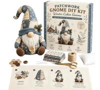Generisch Animales de retazos para manualidades: enano de jardín, gato de patchwork en 3D, proyecto de costura para adultos principiantes, y (azul, 10 cm)