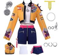 Generisch Anime K-pop Demon Hunter Rumi Cosplay Disfraz Huntrix Juego de rol Uniforme Completo Juego Completo Halloween Fiesta Carnaval Dress Up Traje con Anillo Pendientes para Mujeres (M)