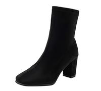 Generisch Ankle Boots - Botas de mujer con tacón, botines de caña media corta, cómodas, botas cortas para mujer, botas occidentales, botines modernos, botas de equitación elegantes, Negro , 37.5 EU