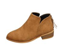 Generisch Ankle Boots - Botas de piel para mujer, botas Chelseaboots con cremallera, botas de ocio con tacón de bloque zapatos de piel, estilo retro, informales, ligeras, cómodas, botas de invierno