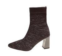 Generisch Ankle Boots - Botines de tacón alto para mujer con tacón de bloque para mujer, estilo retro, estilo occidental, botas de equitación, modernas, elegantes y cómodas, botas cortas, marrón, 37.5