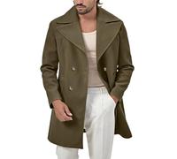 Generisch Anorak para hombre con cuello alto, forro polar cálido, cremallera completa, bolsillos laterales, manga larga, cárdigan para exteriores para días fríos, Verde militar., XL
